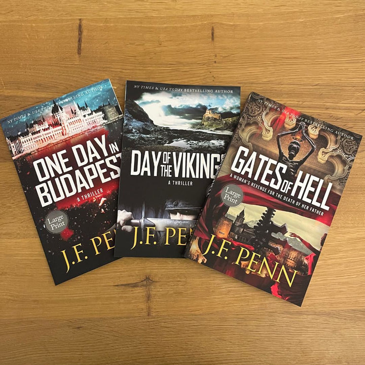 ARKANE Thriller LARGE PRINT Bundle: One Day in Budapest #4, Day of the Vikings #5, Gates of Hell #6