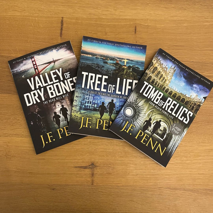 ARKANE Thriller LARGE PRINT Bundle: Valley of Dry Bones #10, Tree of Life #11, Tomb of Relics #12