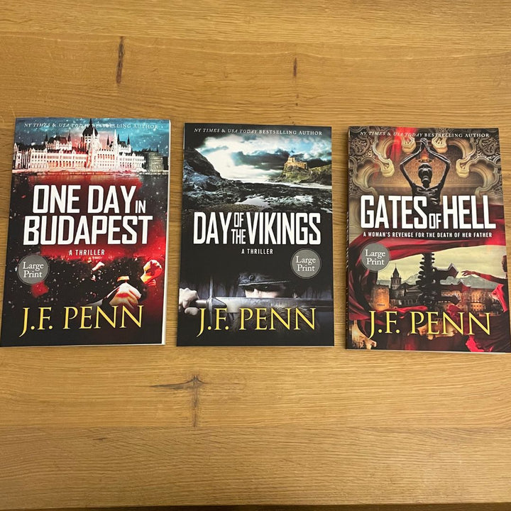 ARKANE Thriller LARGE PRINT Bundle: One Day in Budapest #4, Day of the Vikings #5, Gates of Hell #6