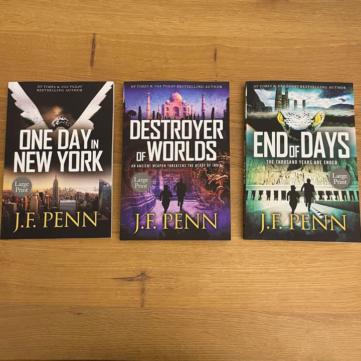 ARKANE Thriller LARGE PRINT Bundle: One Day in New York #7, Destroyer of Worlds #8, End of Days #9